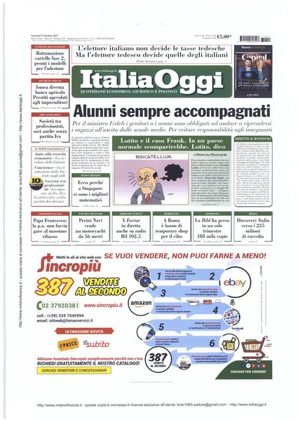 Italia oggi : quotidiano di economia finanza e politica